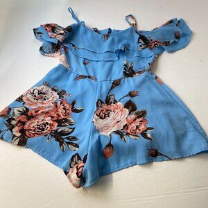 Charlotte Russe Floral Print Off-Shoulder Romper - Size S Womens summer Used‎